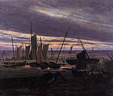 Boats in the Harbour at Evening by Caspar David Friedrich
